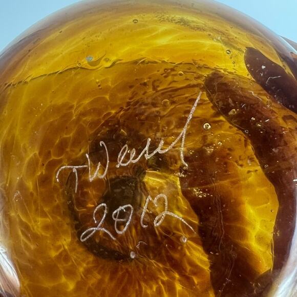 Tracy Weisel 2012 7" Studio Art Blown Glass Large Pear Sculpture Fruit - Picture 7 of 9